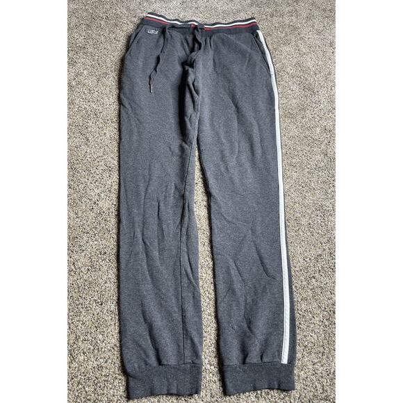 Lacoste Pants Mens Small Gray Sleepwear Pajama Lounge Gator Pockets Side Stripe - Picture 1 of 6